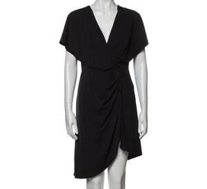 C22 Cushine Black V-neck Mini Dress, Size 10, Pre-owned